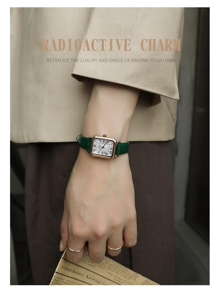 Rscy Ретро Женские Кварцевые Часы из Натуральной Кожи с Маленьким Квадратным Циферблатом – Легкая Роскошь и Нишевый Дизайн Высокого Класса