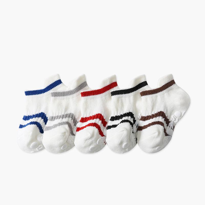 Носки для малышей от 0 до 5 лет, большие носки с противоскользящей подошвой, дышащие хлопковые носки-лодочки с низким верхом