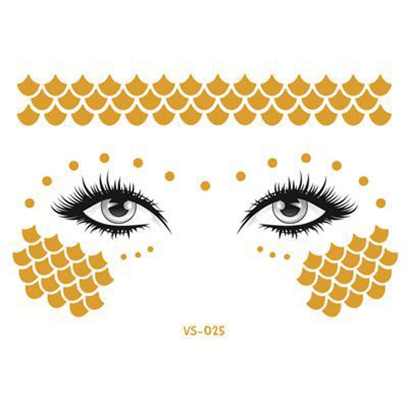 Блестящие наклейки татуировки на лице флэш-золотые временные металлические татуировки водостойкий макияж наклейки для девочек вечеринка музыкальный фестиваль