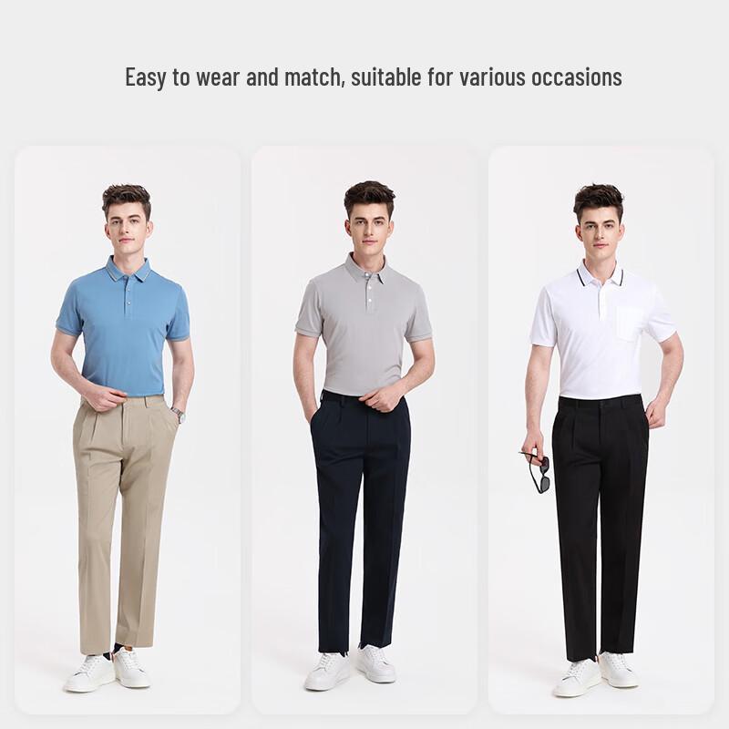 Мужские хлопковые брюки Langdeng с двойными складками, в стиле business casual