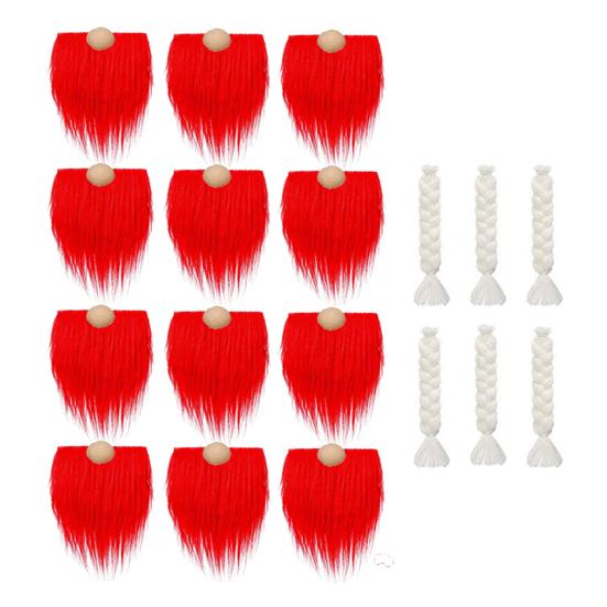 Набор из 18 бород и кос для кукол-гномов своими руками, бороды из искусственного меха с носом-шариком из дерева, украшения своими руками, товары для творчества на Рождество, кукла-гном