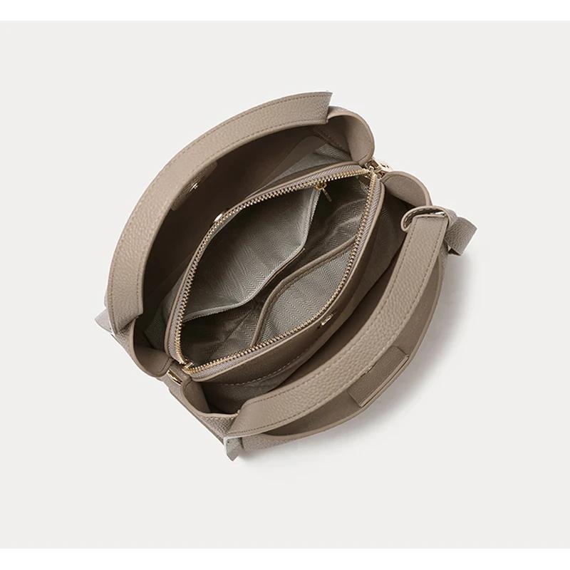 Genuine Leather Shoulder Bag for Women Feminine Luxury Fashion Designer Bags for Ladies Traveling Large Capacity Bucket Bags