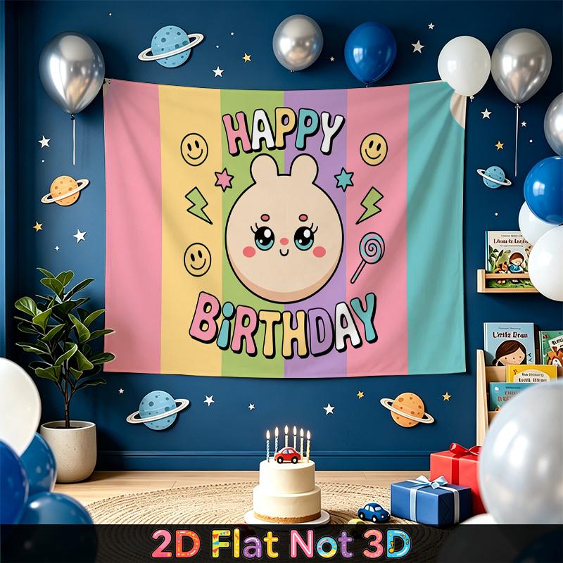 Easter Birthday Backdrop 1pc - Polyester Party Decor
