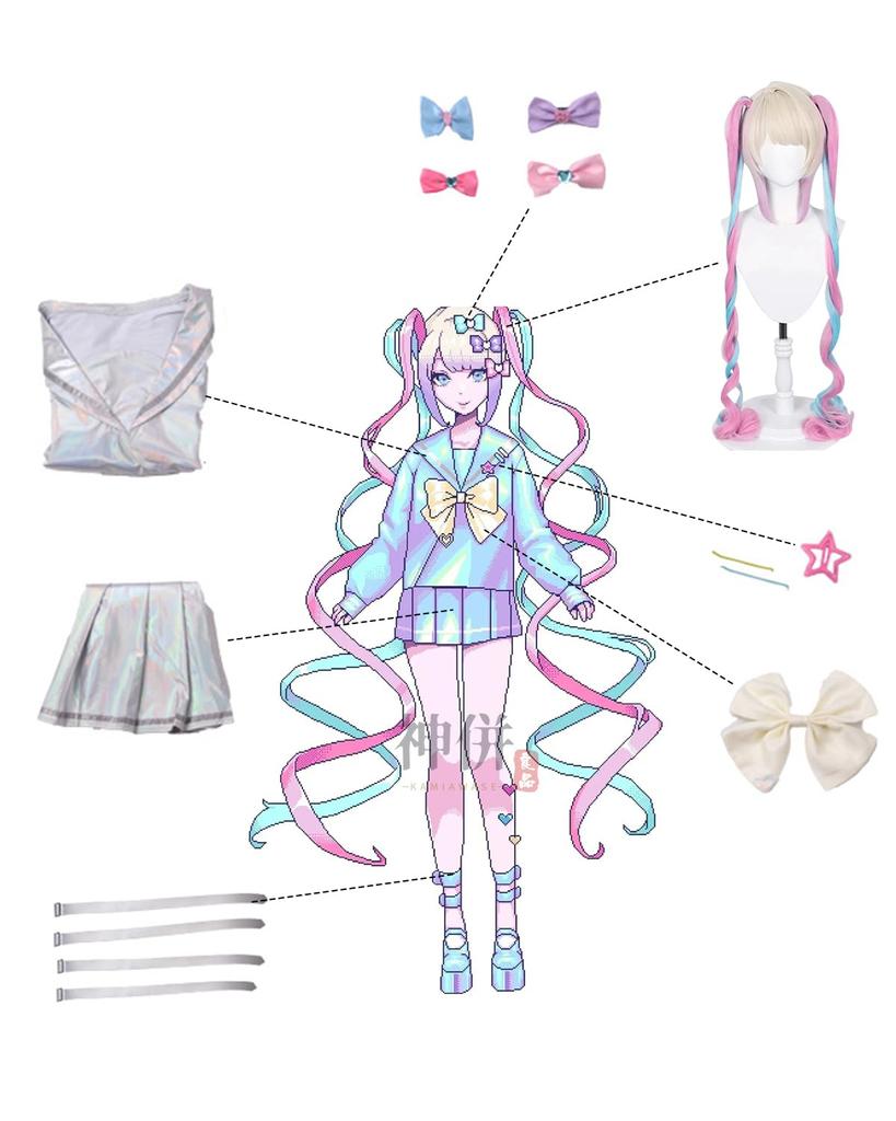 Супер Косплей с Париком Интернет Ангел Нуждающаяся Девушка Передозировка Косплей Костюм для Взрослых Костюм Школьный Фестиваль Мероприятие Костюм Сценическая Одежда KAngel