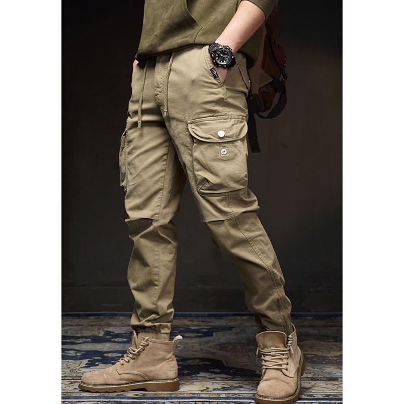 Мужские модные брюки с манжетами на резинке для активного отдыха - весна и осень, европейский/американский стиль
