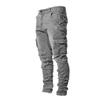 Men's Jeans Solid Color Stretch Multi Pocket Skinny Pants Slim Fit Denim Pants