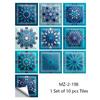 10pcs/set Mandala Style Crystal Hard Tiles Ceramics Wall Sticker Kitchen Wardrobe Home Decor Art Mural Peel & Stick Wall Decals