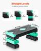 Aerobic Exercise Step Platform Adjustable Workout Stepper 4 Riser Green