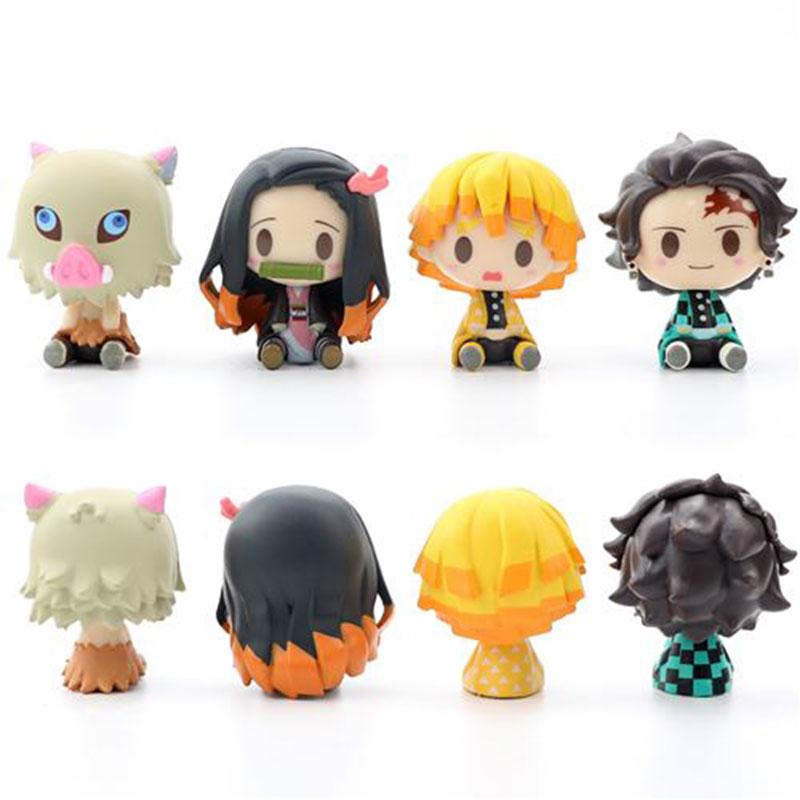 Набор из 4 фигурок «Убийца демонов Незуко Зеницу Иноске Танджиро» 4,5 см