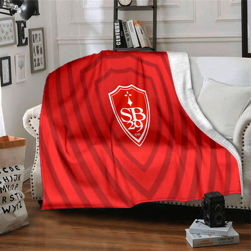 Sb29 Badge Emblem Flannel Blanket, Soft Polyester, Modern Design, All-Season for Camping, Travel, Gifts for holidays or birthdays