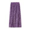Women Skirt Solid Color Shiny Sequin Decoration Midi Skirt Elastic High Waist Back Slit Design Skirt Beach Weddings Skirt