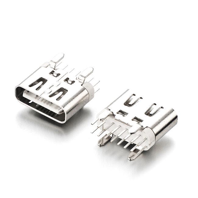 Разъем USB 3.1 Type-C, гнездо, вертикальный монтаж, 6,5 мм, длинный штырь для извлечения 1,3, с пружиной/без пружины, лента.