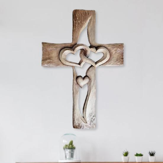 Carved Intertwined Hearts Fashion Special and Carved Love Cross Cross