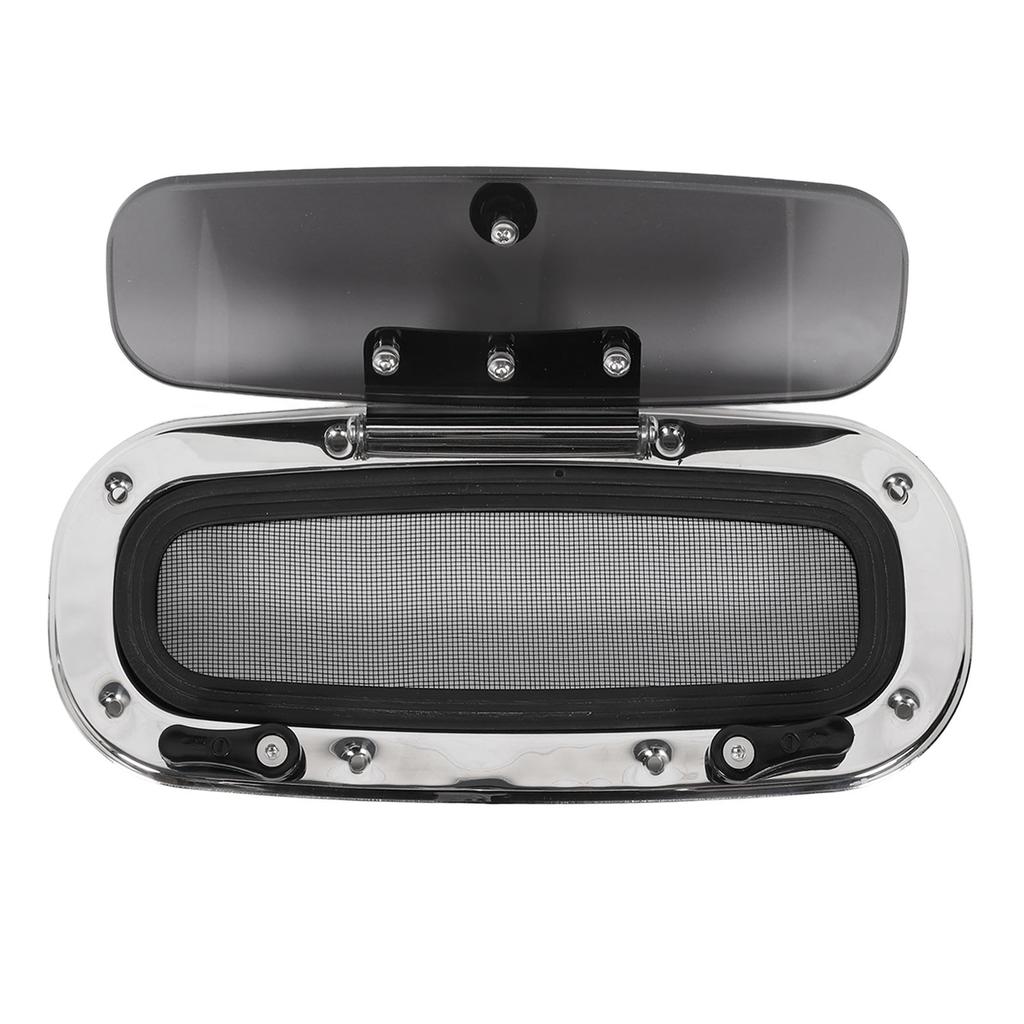 Иллюминатор для лодки 345x150мм   13.58x6дюйм Внутреннее открывание Защита от УФ-лучей Нержавеющая сталь Люк Иллюминатор с сеткой и