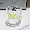 Pink Butterfly Irregular High Beauty Transparent Crystal Glass Cup Cold Drink Cup Twist Cup Household Juice Whiskey Glass