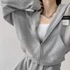 Women Hoodies Short Sweatshirt Oversized Streetwear Hip Hop Harajuku Hooded Tracksuit Zipper Jacket Cropped Sport Outwear