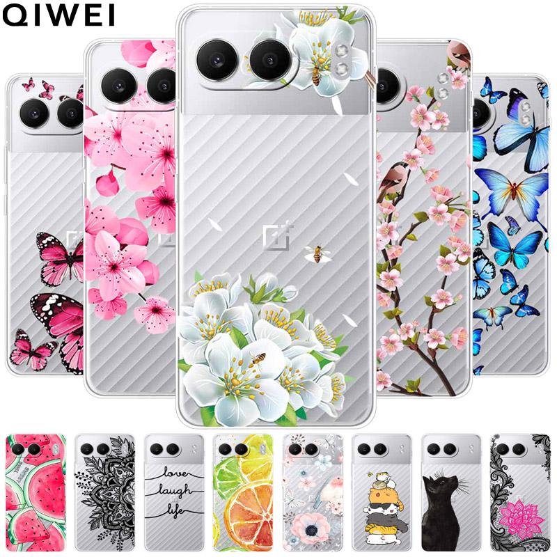 Чехол для Oneplus Nord 4 6,74'' Цветы Прозрачный ТПУ Силикон Funda Capa для Oneplus Nord 4 Nord4 5G Мягкие Чехлы Сумки