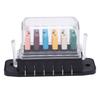 Fuse Block 6 Way ATC ATO Recoverable Current Marine Fuse Block Panel 5A 10A 15A 20A 25A 30A 28VDC with Cover