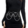 Multi Chain Gothic Waistband for Women Edgy Punk Clothing Accessories Adjustable Faux Leather Belt Streetwear Style