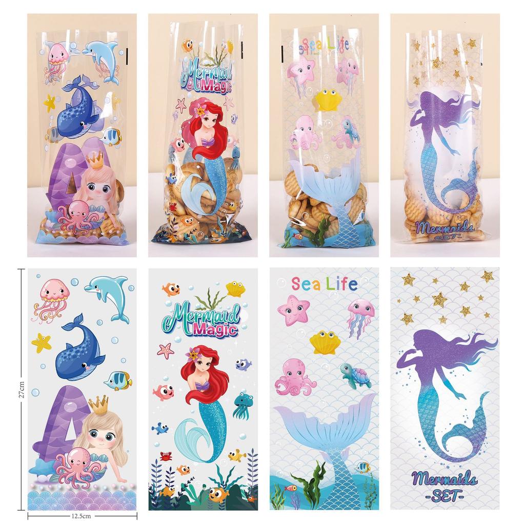 Creative Dinosaur Kid Cartoon With Twist Ties Candy Gift Bag 50pc Animal Plastic Transparent Unicorn Mermaid Packaging Bag Party Supplies