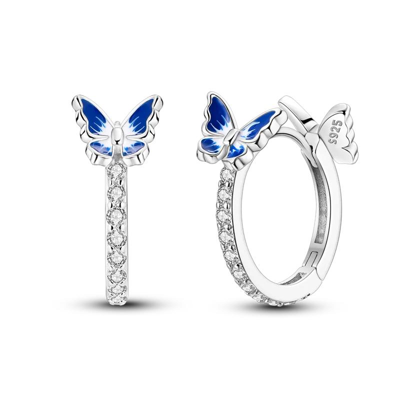 925 Silver Love Feather Moon Star Heart Earrings for Women Girls Charms Hoop Stud Jewelry Gifts