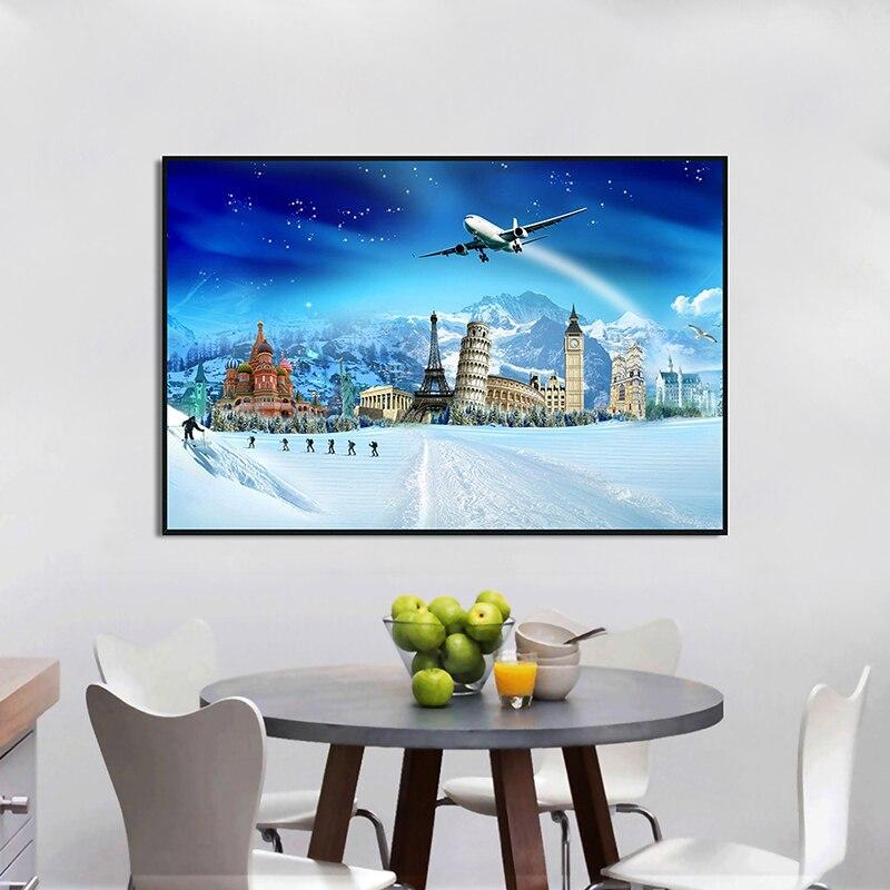 Украшение Эйфелева башня Пизанская башня Статуя Свободы Картина на холсте Известный архитектурный пейзаж Репродукции Украшение Плакат