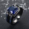 Vintage Male Female Crystal Green Ring Charm Black Gold Wedding Rings Punk Square Zircon Engagement Rings For Men Women
