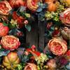 Artificial  Wreath Front Door Punkin Rose Berry Branches Mixed Leaves Thanksgiving Wreath  Door Wreath For Halloween Thanksgiving Indoor Outdoor