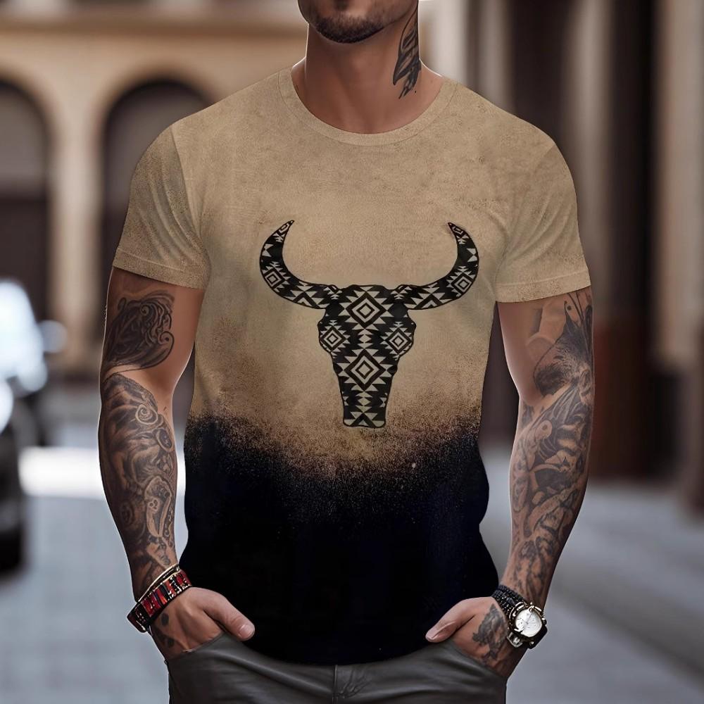 Trendy Wolf & Forest Print Polo Shirt, Ideal For Casual Daily Looks