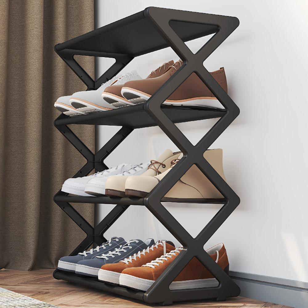 Shoemaker Organizer x-Shaped Combination Storage Rack, Dormitory Home Shoe Rack, Metal 4-Layer Storage, Door Shoe Cabinet