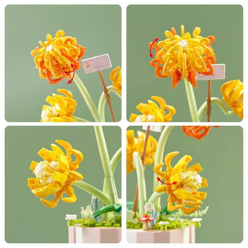 Мини-блоки, букет роз, цветы, строительные блоки, предметы интерьера, кирпичи, сборка игрушек «сделай сам» для девочек