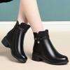 Soft-soled Mother Shoes Winter Velvet Flat-soled Short Boots Warm Cotton Shoes Middle-aged and Elderly Wool Leather Shoes Large Size Women's Shoes
