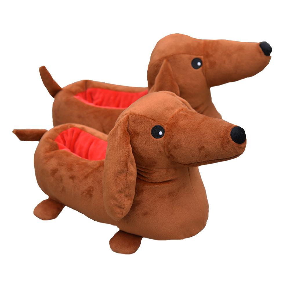 Adorable Dachshund Plush Slippers Cozy Cartoon Design For Comfortable Home Use