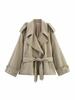 European-American Style Women's Casual Tie-Waist Trench Coat