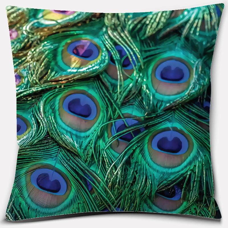 Peacock Feather Series Pattern Decorative Pillowcase, Living Room Sofa Office Seat Cushion Cover, Room Bedroom Home Decoration
