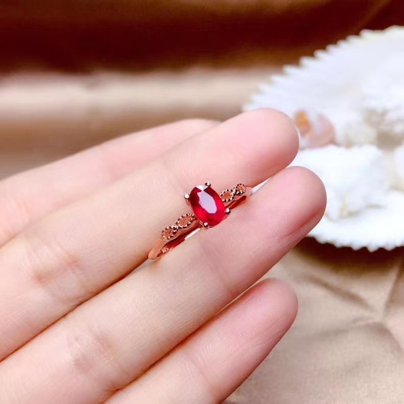 Новый продукт Изысканная простая имитация красного камня розового белого цвета сокровище открытое кольцо женственность живое кольцо ювелирные изделия