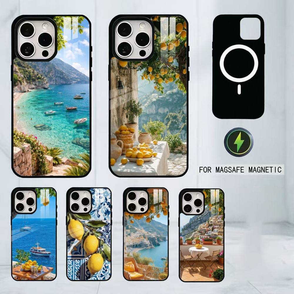 European Amalfi Coast Lemon Phone Case For iPhone17,16,15,14,13,12,11 Plus,Pro Magnetic For Magsafe Wireless Charging
