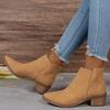 New 2024 Autumn/winter Solid Color Thick Heel Leather Boots for Women
