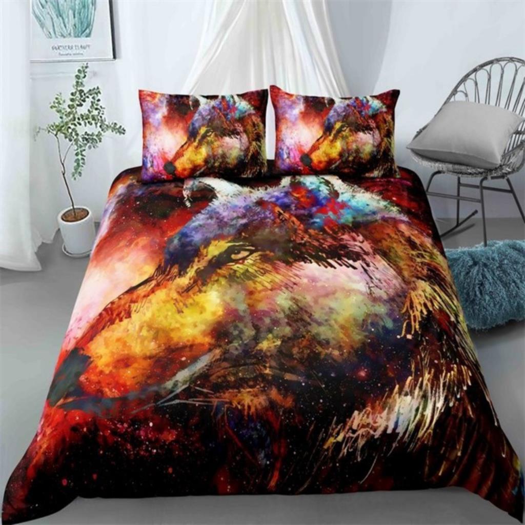 Wolf Moon Bedding Set Animal 3D Polyester Pillowcases Quilt Cover Home Decor Gift Twin King Queen Duvet Cover Set