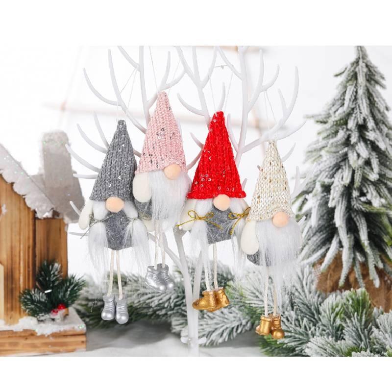 Creative Forest Elder Doll Christmas Decoration Sparkly No-face Hanging Ornament In Pink Gold Red And Gray