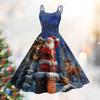 Женское модное сексуальное коктейльное платье без бретелек с рождественским принтом в стиле панк, винтажное платье.