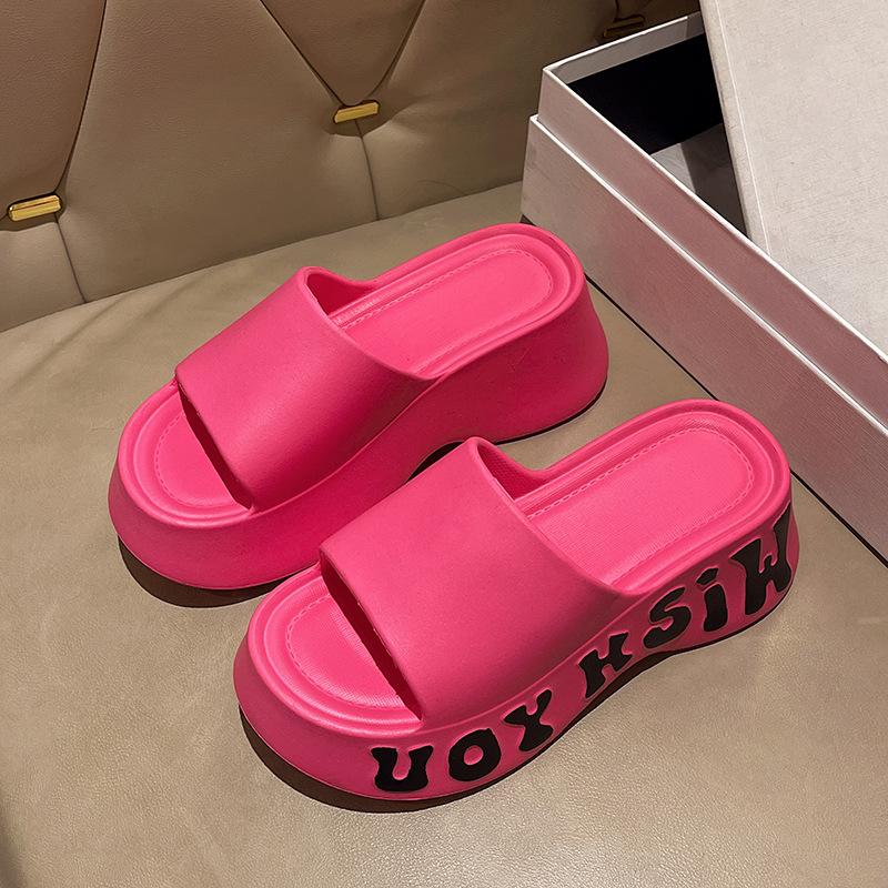 Сандалии на платформе для женщин - для активного отдыха, увеличивающие рост, модные, высококачественные, нескользящие, с буквенным принтом, пляжные повседневные сандалии