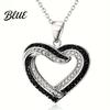 Rhinestone Heart Jewelry Overlapping Hearts Set Black White Necklace