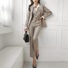 Women's Spring and Autumn Professional Temperament Suit Vest + Long-sleeved Jacket + Pants Suit
