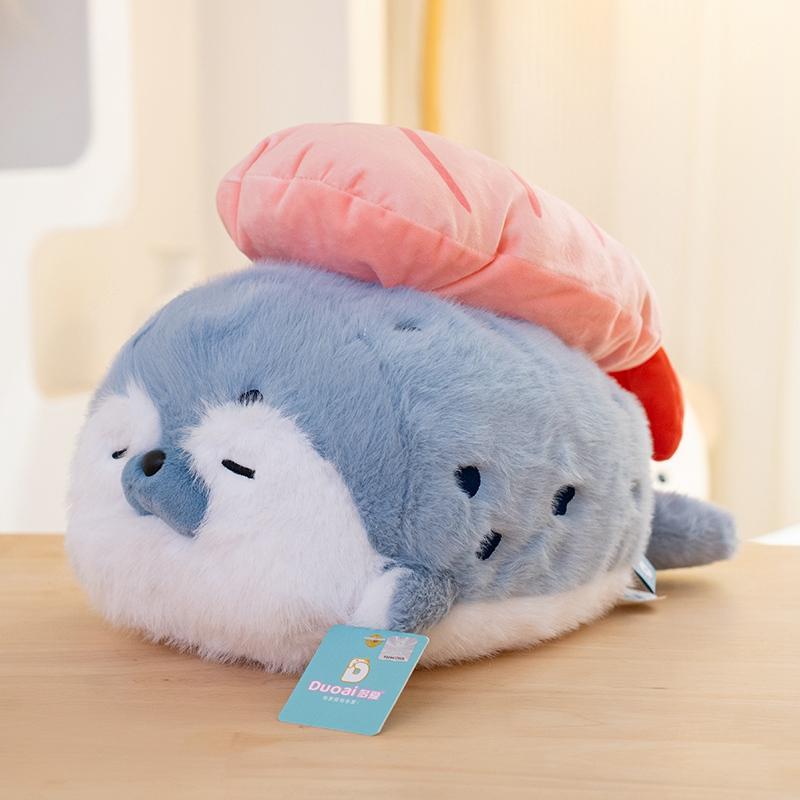 40cm Cute Sushi Seal Plush Toy Lifelike Stuffed Marine Sea Otter Soft Doll Creative Sleeping Pillow Cushion Birthday Gift