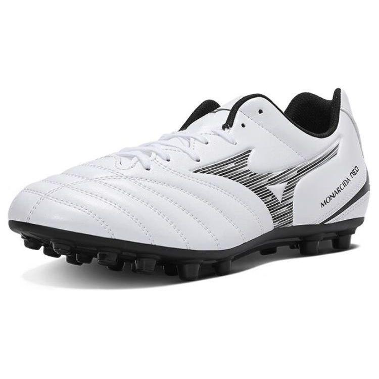 Mizuno Monarcida Neo 3 Select Круглый носок Шнуровка AG (Резиновые короткие шипы) Прочные футбольные бутсы Унисекс Футбольные бутсы Черно-белые P1GA242609