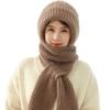 Women Plush Solid Color Knitted Woolen Hat Fleece Lined Beanie Caps Hat Scarf Set Thickened Winter