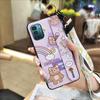 Lanyard Cute Phone Case For Nokia G11/G21 Cartoon Wrist Strap Shockproof Silicone Protective Kickstand Dirt-resistant
