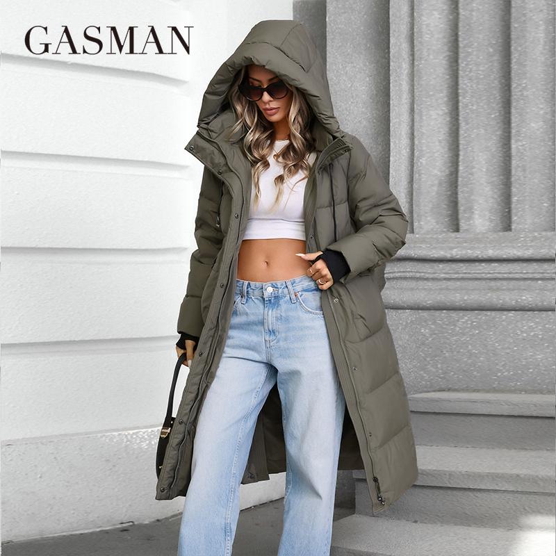 GASMAN 2024 Женская куртка длинная Fashion Grace женские зимние пуховики с карманом на молнии и поясом парка высокого качества верхняя одежда 88602