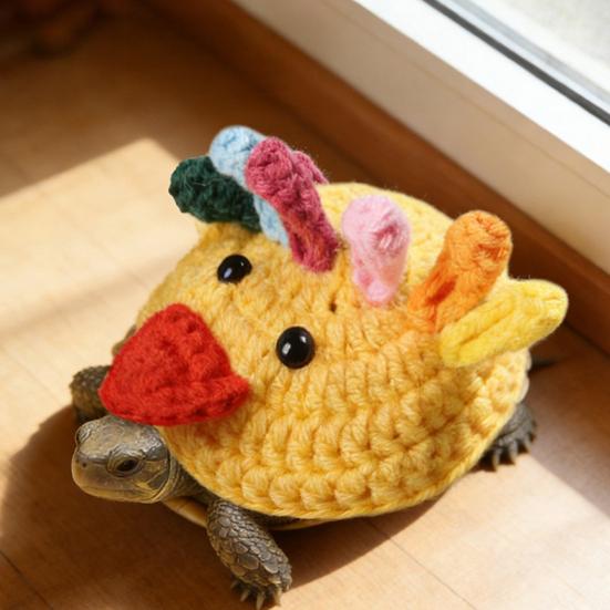 Yousheng Knitted Turtle Sweater Tortoise Shell Chick Costume Handmade Cute Chicken Warm Outfit with Adjustable Strap for Tortoise Turtle Photo Prop